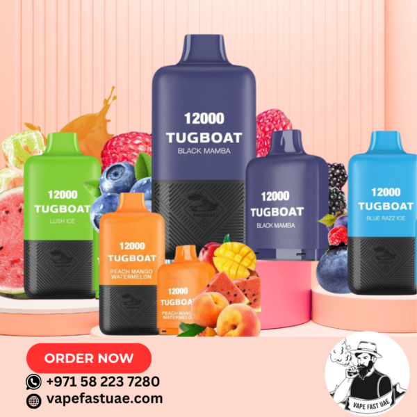 The Tugboat T12000 Disposable Vape combines high performance, bold flavors, and hassle-free convenience, making it the perfect choice for vapers in Dubai, Abu Dhabi, and the UAE. Order now and experience premium vaping like never before!